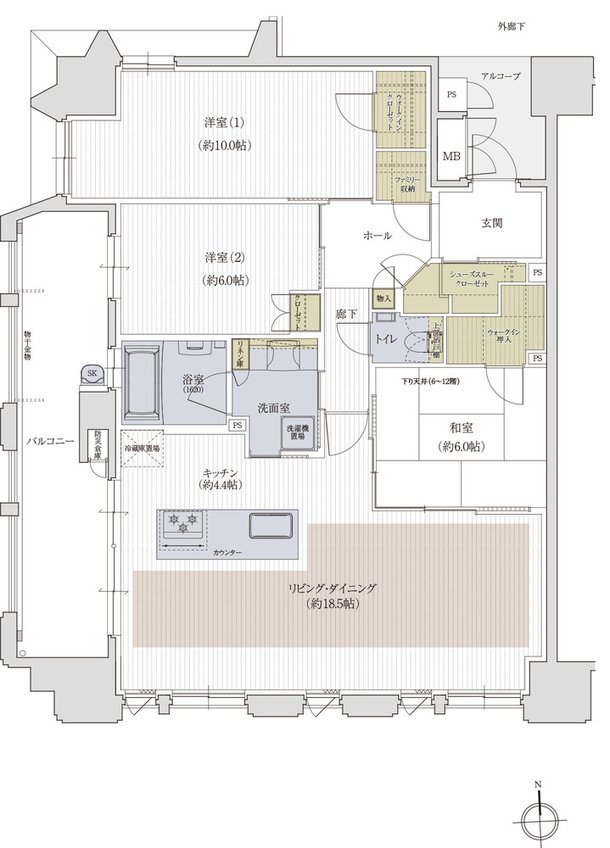 クレアホームズ松山大街道ザ・プレミアム 間取り E type MENU PLAN1