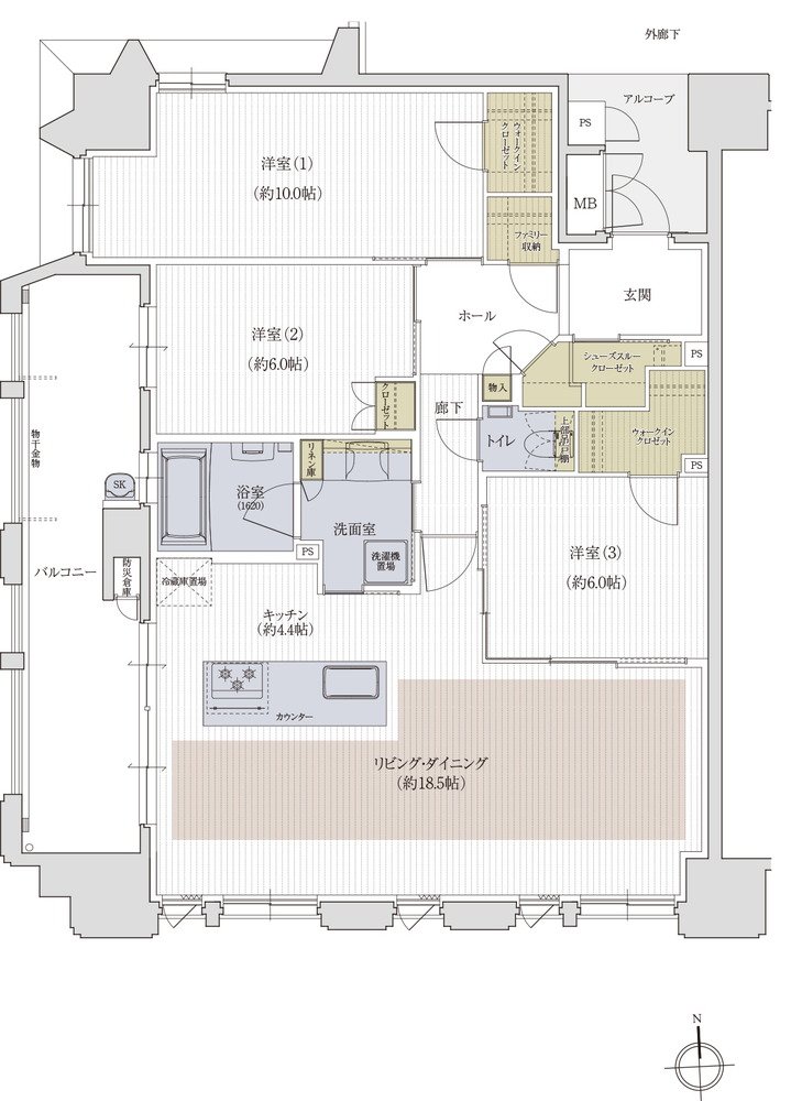 クレアホームズ松山大街道ザ・プレミアム 間取り E type MENU PLAN2