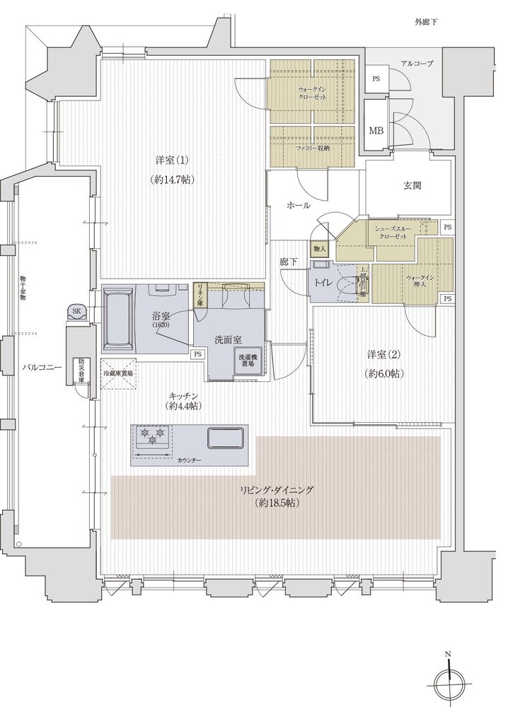クレアホームズ松山大街道ザ・プレミアム 間取り E type MENU PLAN3