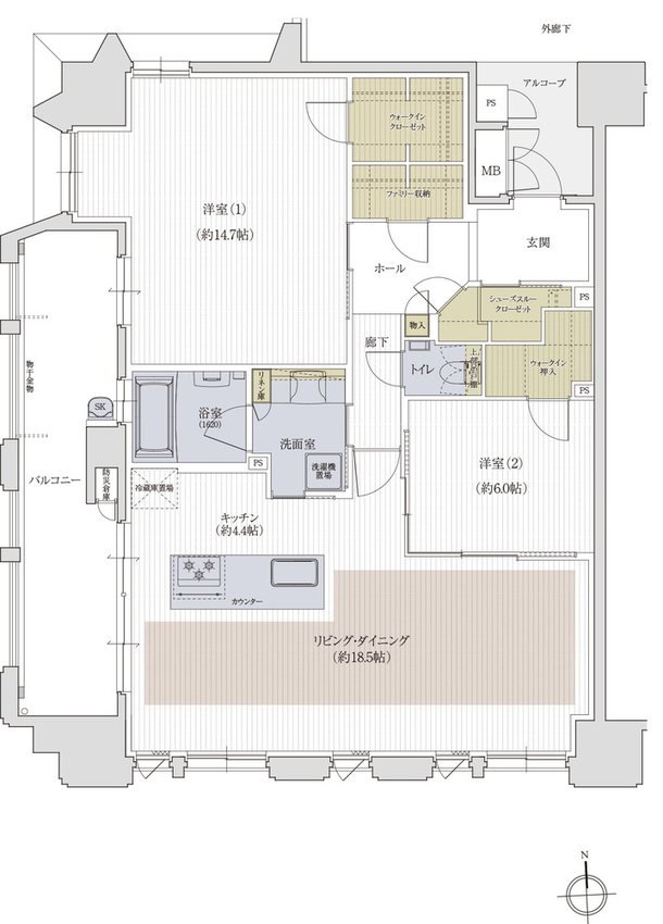 クレアホームズ松山大街道ザ・プレミアム 間取り E type MENU PLAN3