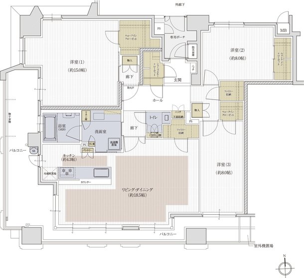 クレアホームズ松山大街道ザ・プレミアム 間取り F type MENU PLAN2