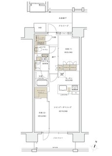 シエリア京橋 ウエスト＆イースト 間取り D type【ウエスト】
