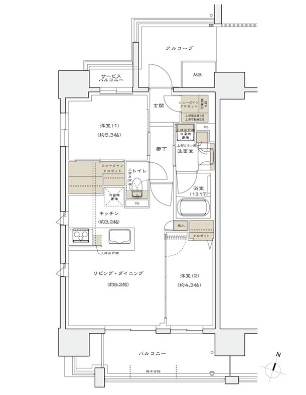シエリア京橋 ウエスト＆イースト 間取り A type【イースト】