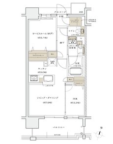 シエリア京橋 ウエスト＆イースト 間取り B type【イースト】