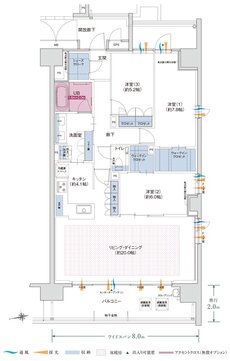グラディス稲荷町リバークロス 間取り Eタイプ