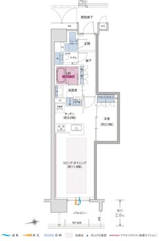 グラディス稲荷町リバークロス 間取り Bタイプ