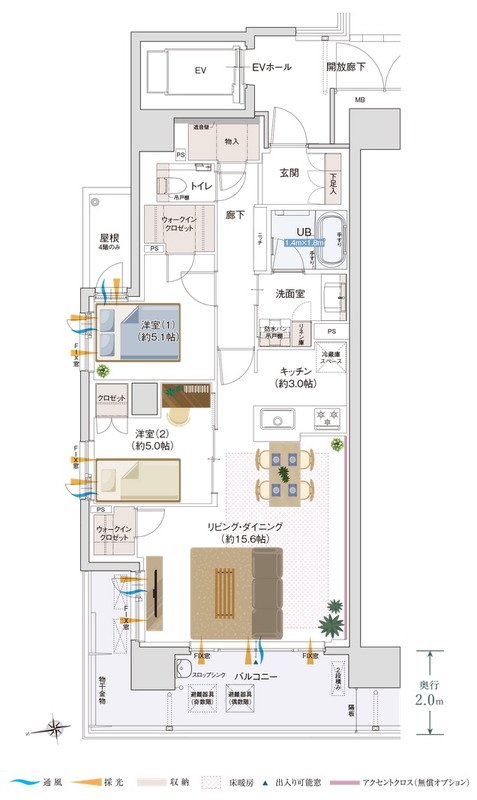 グラディス稲荷町リバークロス 間取り A3タイプ メニュープラン