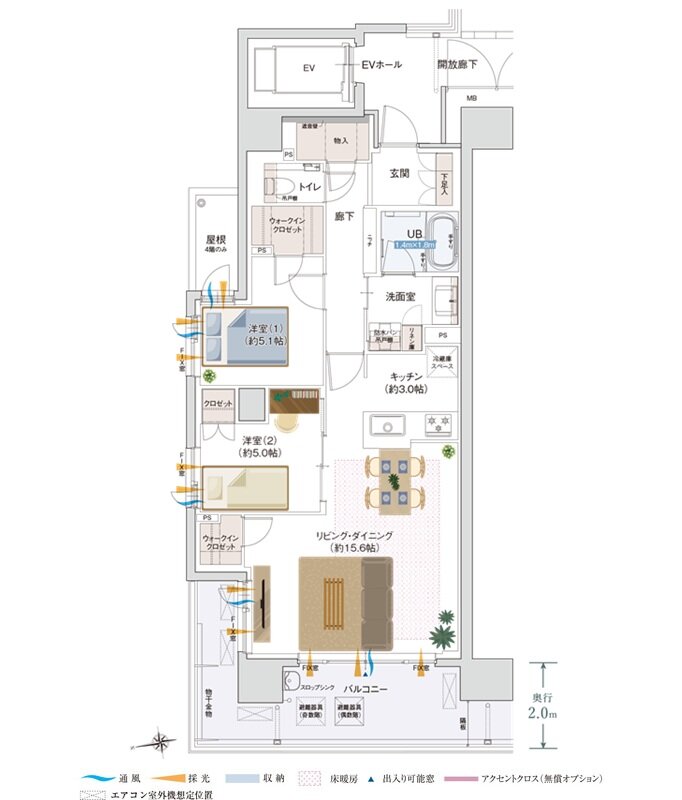 グラディス稲荷町リバークロス 間取り A3タイプ メニュープラン