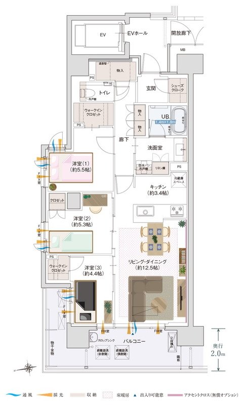 グラディス稲荷町リバークロス 間取り Dタイプ