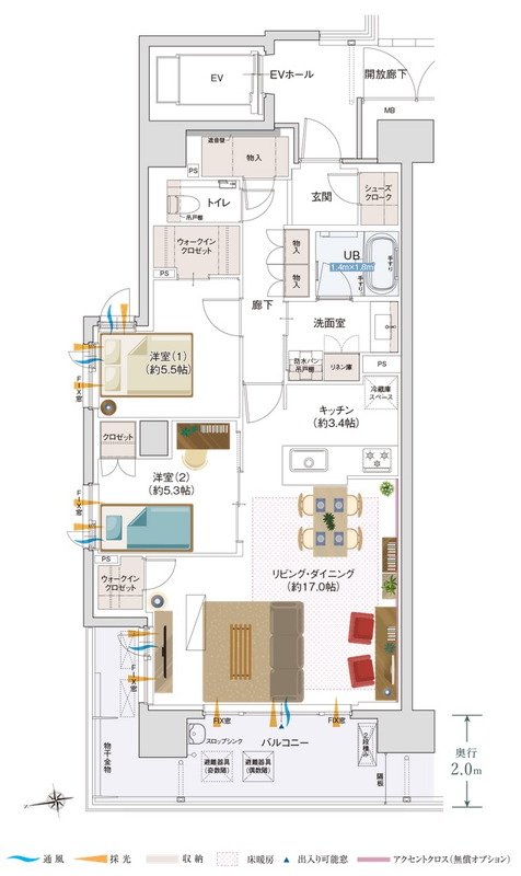 グラディス稲荷町リバークロス 間取り Dタイプ メニュープラン