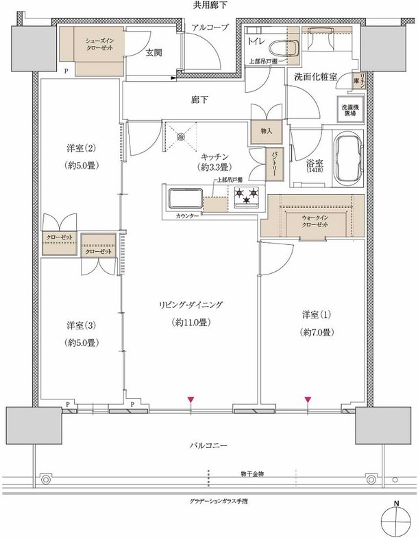 プラウドタワー神戸垂水 間取り 75SJ type