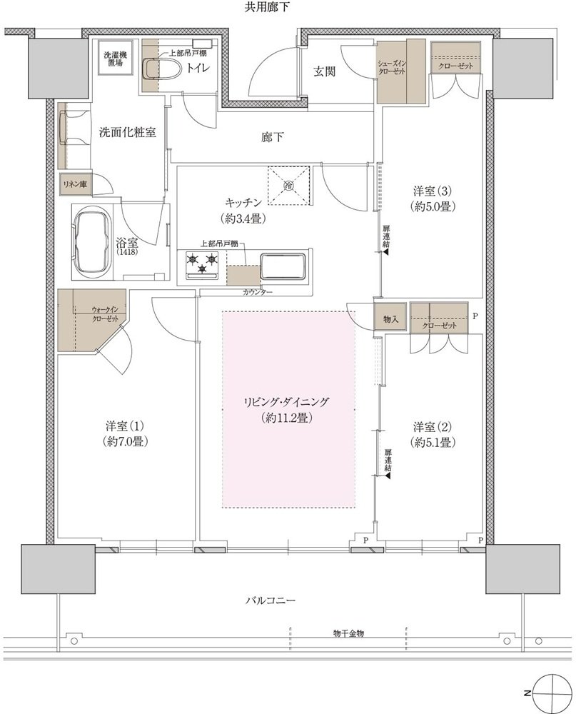 プラウドタワー神戸垂水 間取り 74WI type