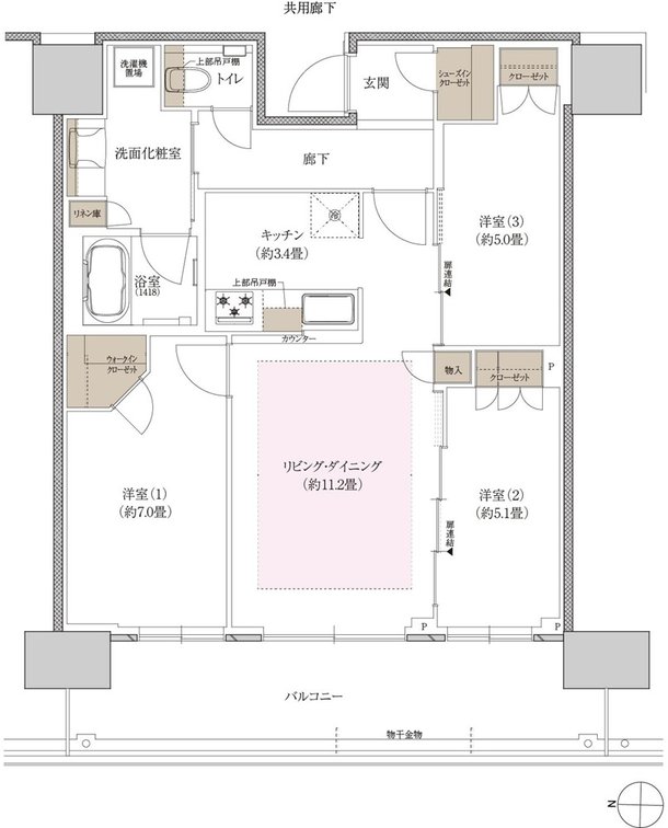 プラウドタワー神戸垂水 間取り 74WI type