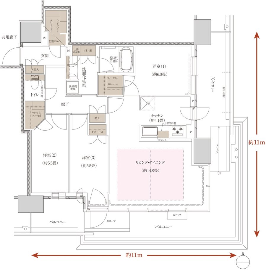 プラウドタワー神戸垂水 間取り 85SD-E type