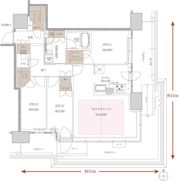 プラウドタワー神戸垂水 間取り 85SD-E type