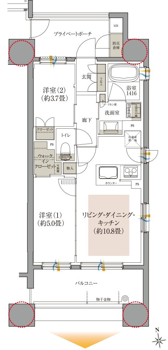 クレアホームズ フラン仙台 MID ARENA 間取り Eタイプ