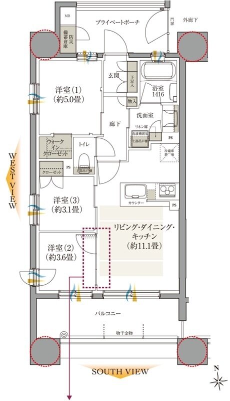 クレアホームズ フラン仙台 MID ARENA 間取り Aタイプ