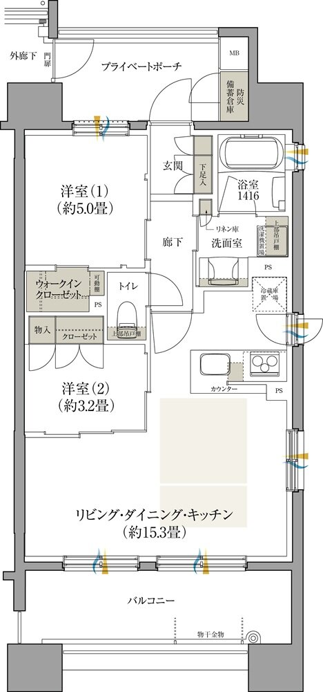 クレアホームズ フラン仙台 MID ARENA 間取り Iタイプ（メニュープラン2）