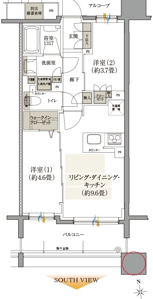 クレアホームズ フラン仙台 MID ARENA 間取り Hタイプ