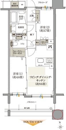 クレアホームズ フラン仙台 MID ARENA 間取り Hタイプ