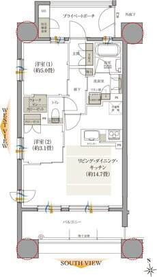 クレアホームズ フラン仙台 MID ARENA 間取り Aタイプ（メニュー2）