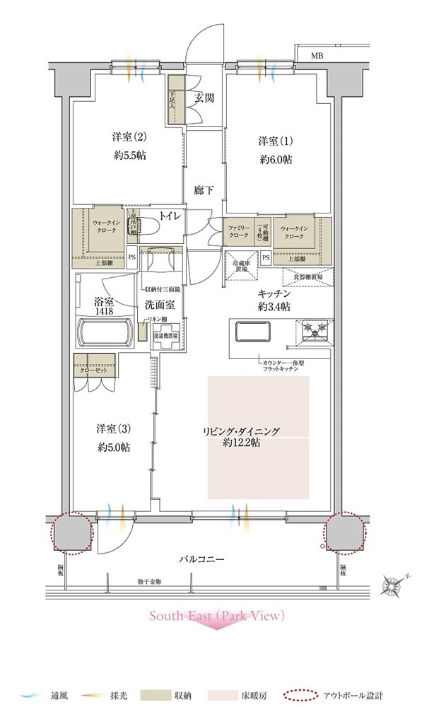 サンクレイドル鶴見緑地公園 間取り K type