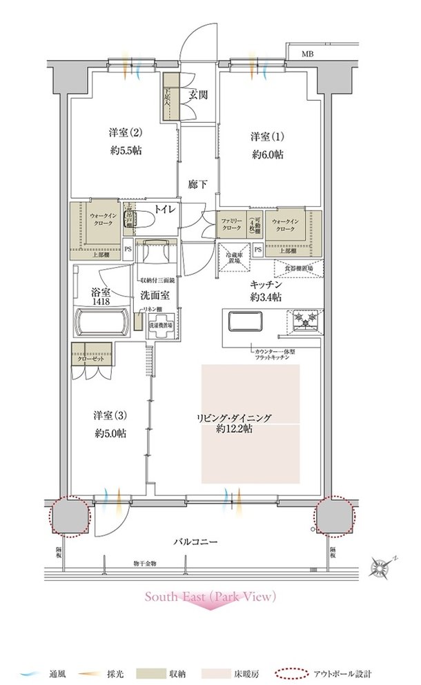サンクレイドル鶴見緑地公園 間取り K type