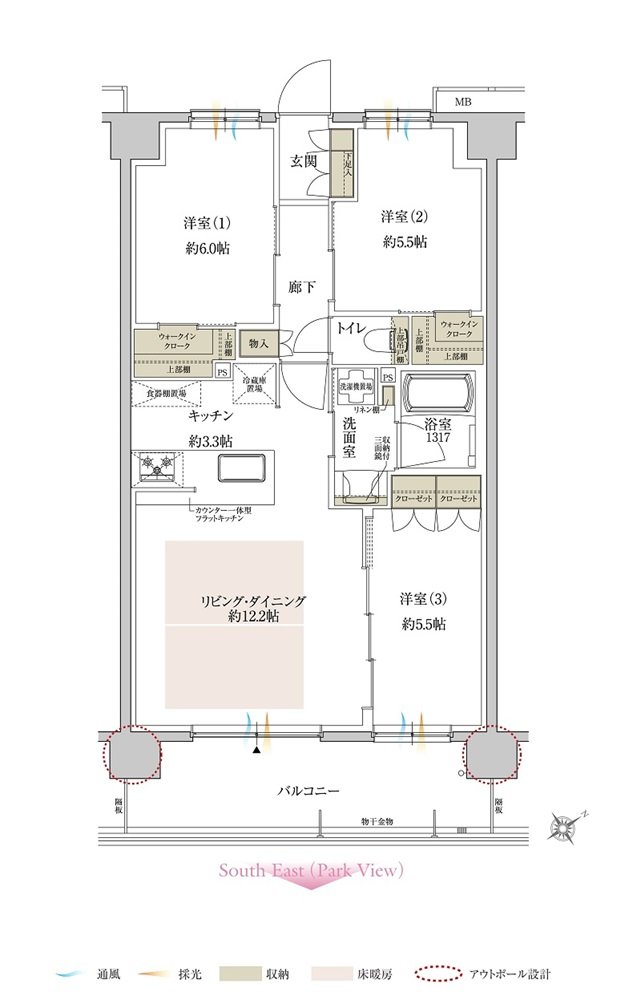 サンクレイドル鶴見緑地公園 間取り I type