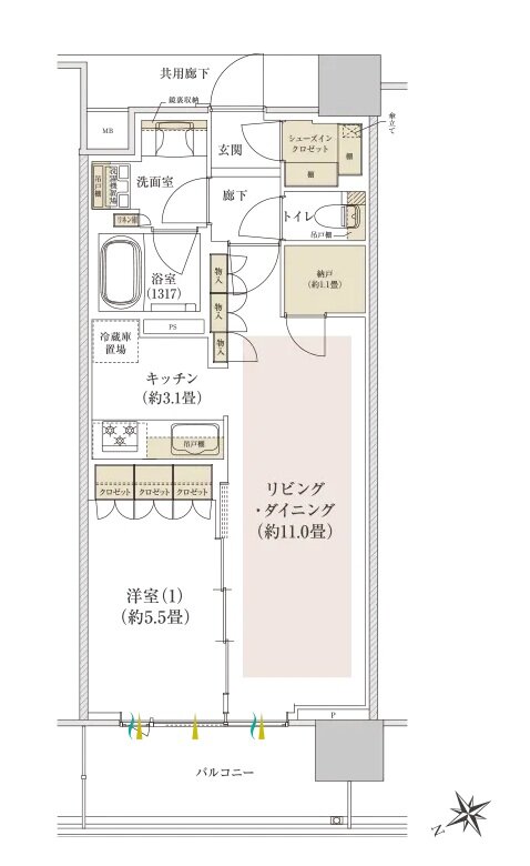 Brillia(ブリリア) Tower 千葉 間取り W type