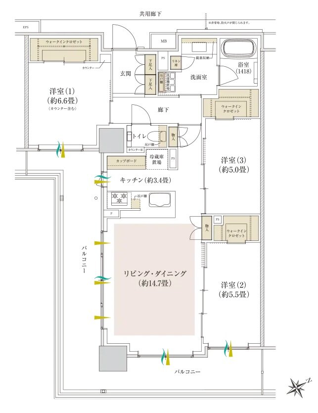 Brillia(ブリリア) Tower 千葉 間取り K type