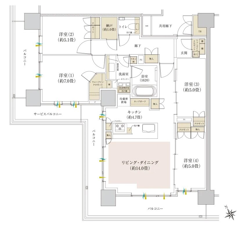 Brillia(ブリリア) Tower 千葉 間取り A type