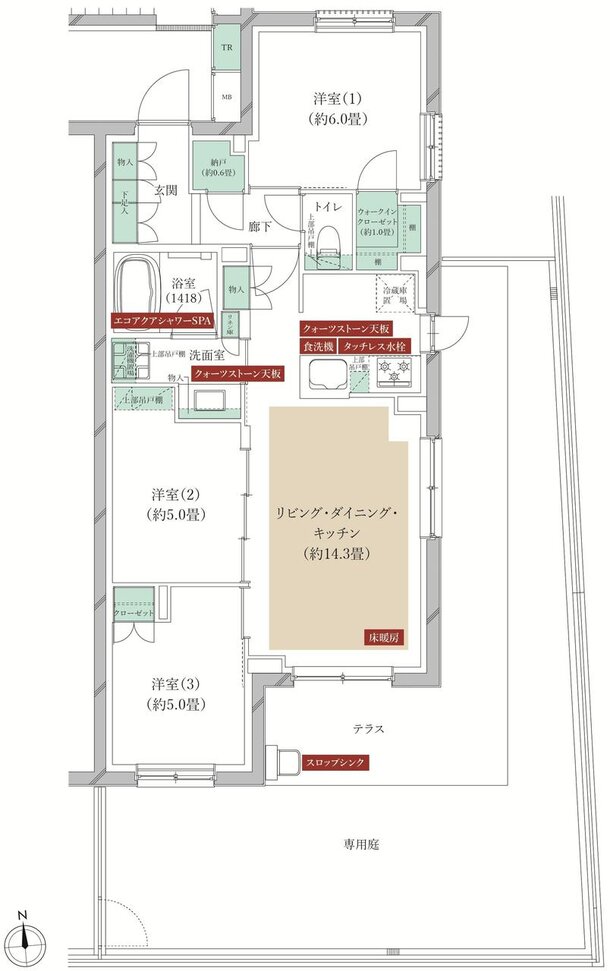 クレストフォルム横浜踊場 間取り S-Ggタイプ