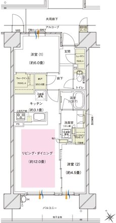 ブランズシティ東岸和田 間取り E TYPE