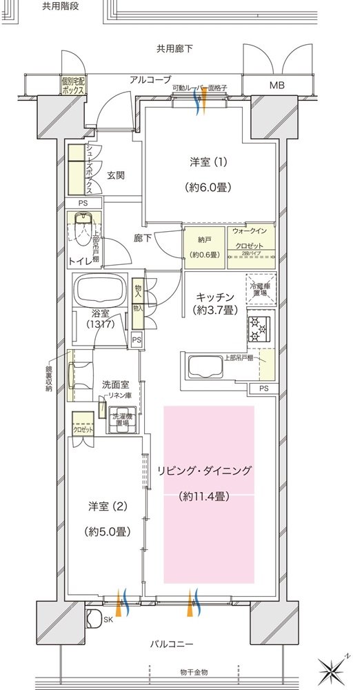 ブランズシティ東岸和田 間取り P TYPE