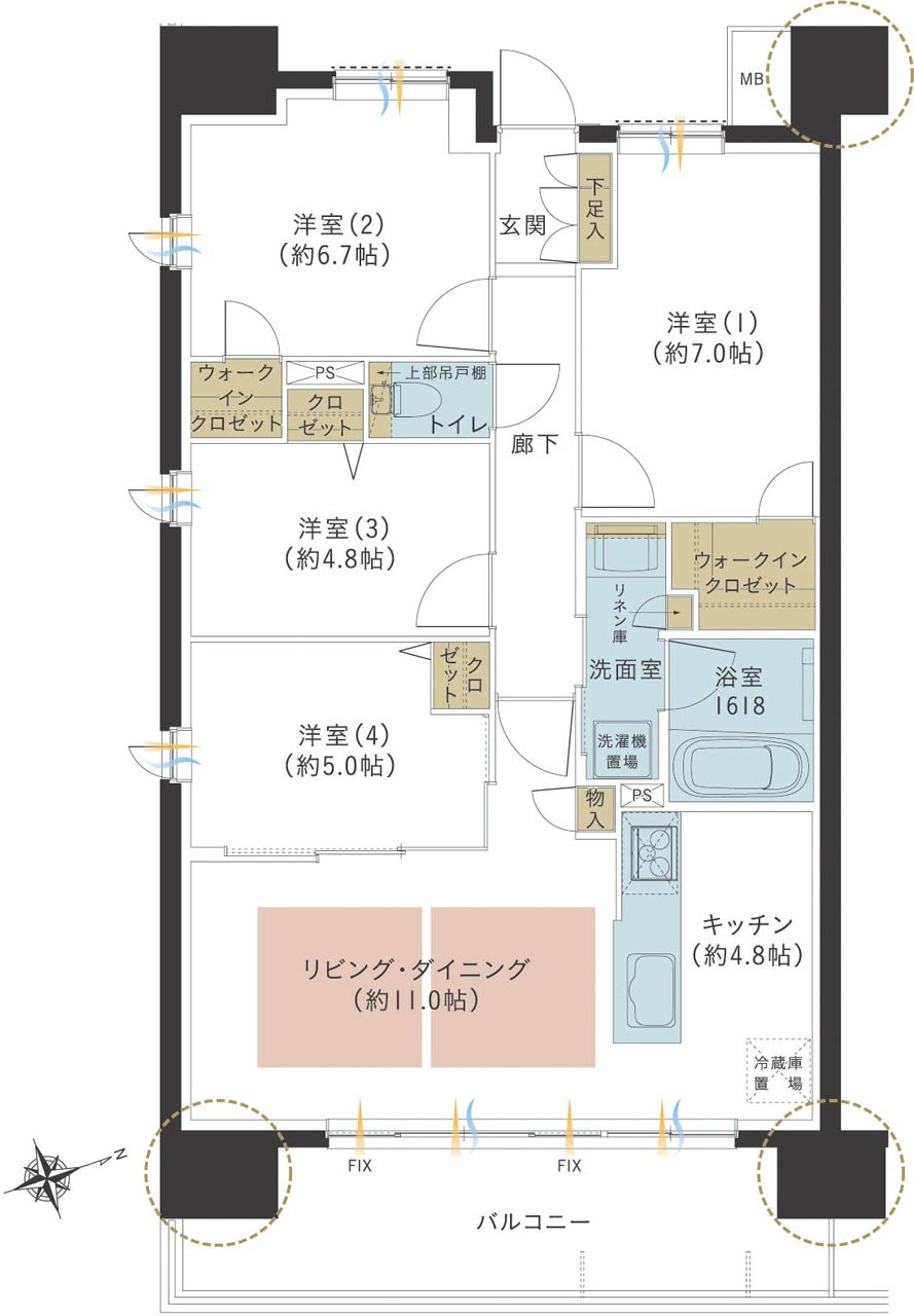 レーベン・グランデ美田園ONE FLAG 間取り A type