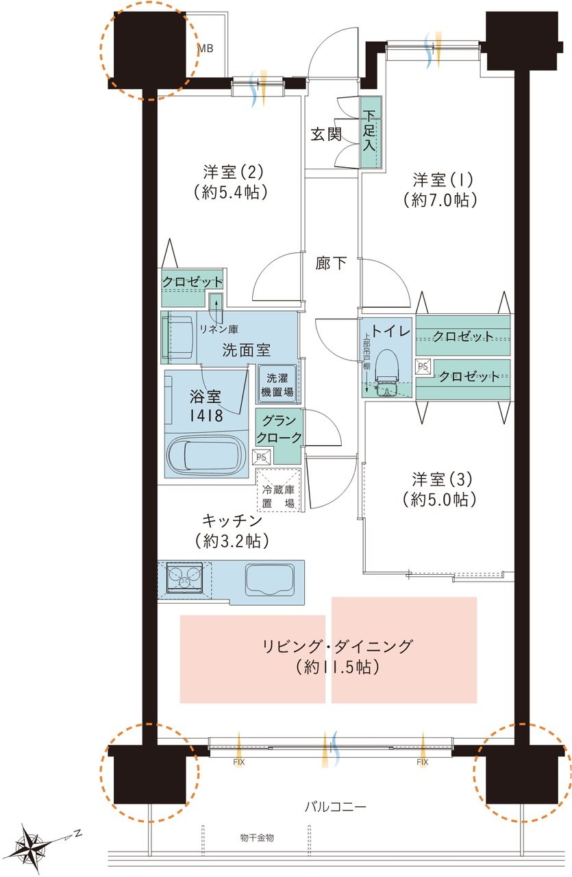 レーベン・グランデ美田園ONE FLAG 間取り C type