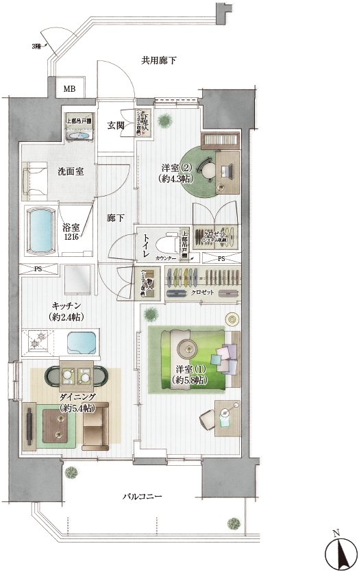 ネベル鶴瀬 間取り A type