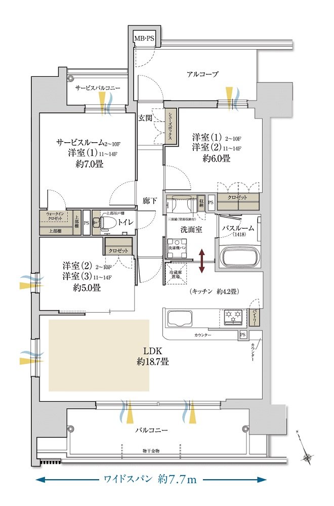 ワコーレ姫路北条口 フロント 間取り A type