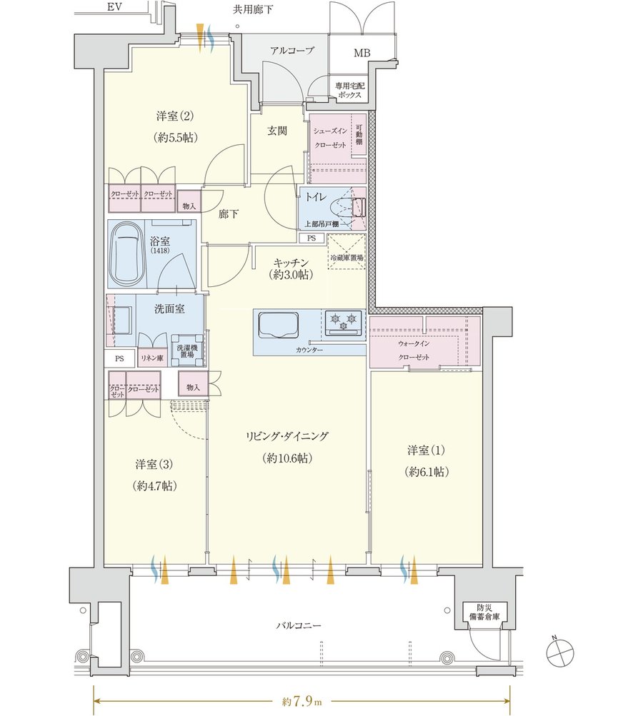 クレアネクスト荒田ザ・レジデンス 間取り C type