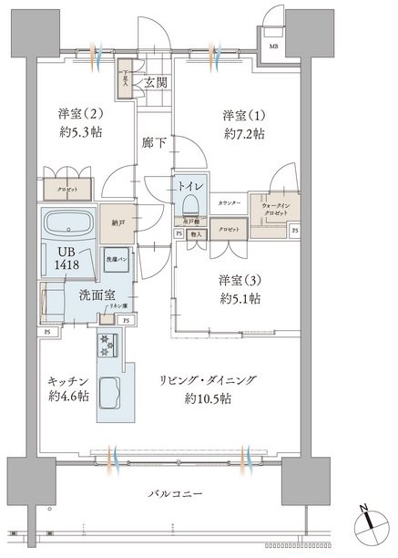 エンブルアルビオ富士中央 間取り C2 TYPE