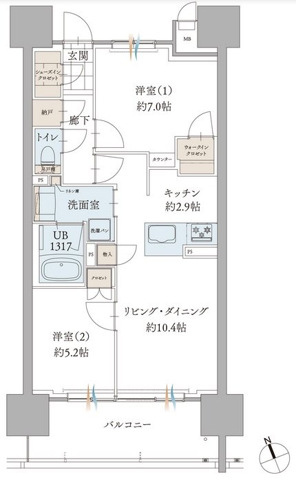 エンブルアルビオ富士中央 間取り D2 TYPE