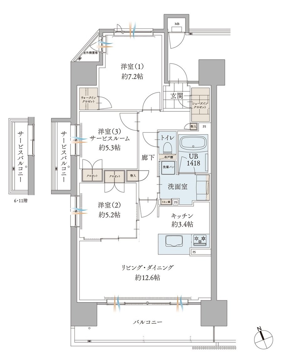 エンブルアルビオ富士中央 間取り A2/A3 TYPE