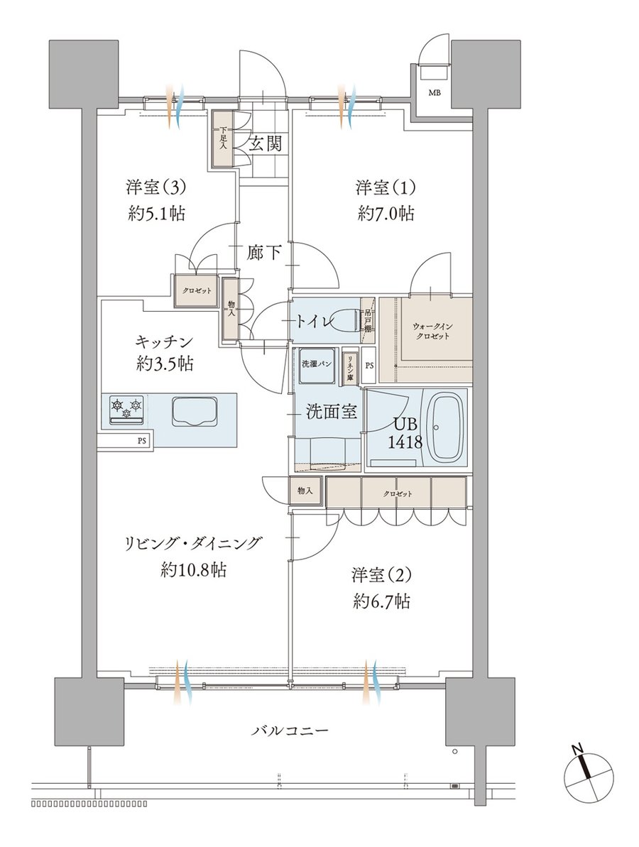 エンブルアルビオ富士中央 間取り B2 TYPE