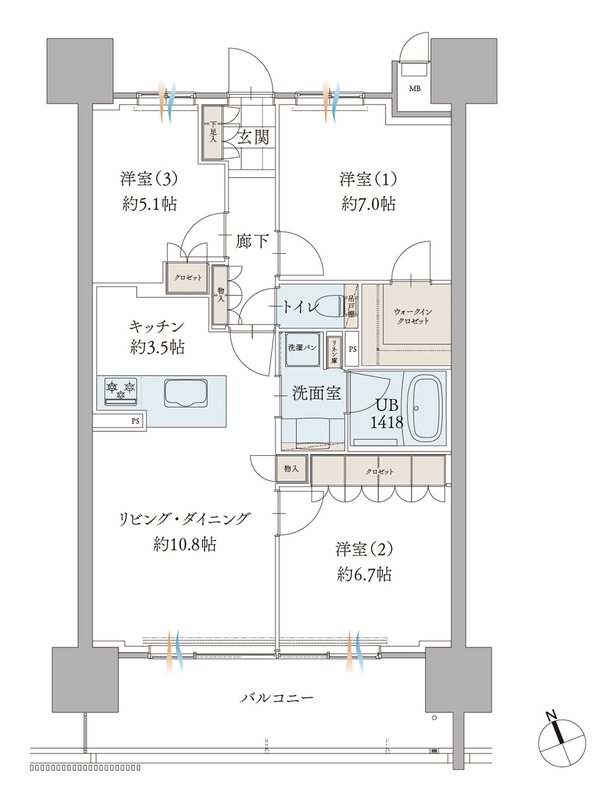 エンブルアルビオ富士中央 間取り B2 TYPE