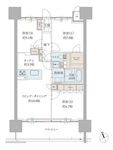 エンブルアルビオ富士中央 間取り B2 TYPE