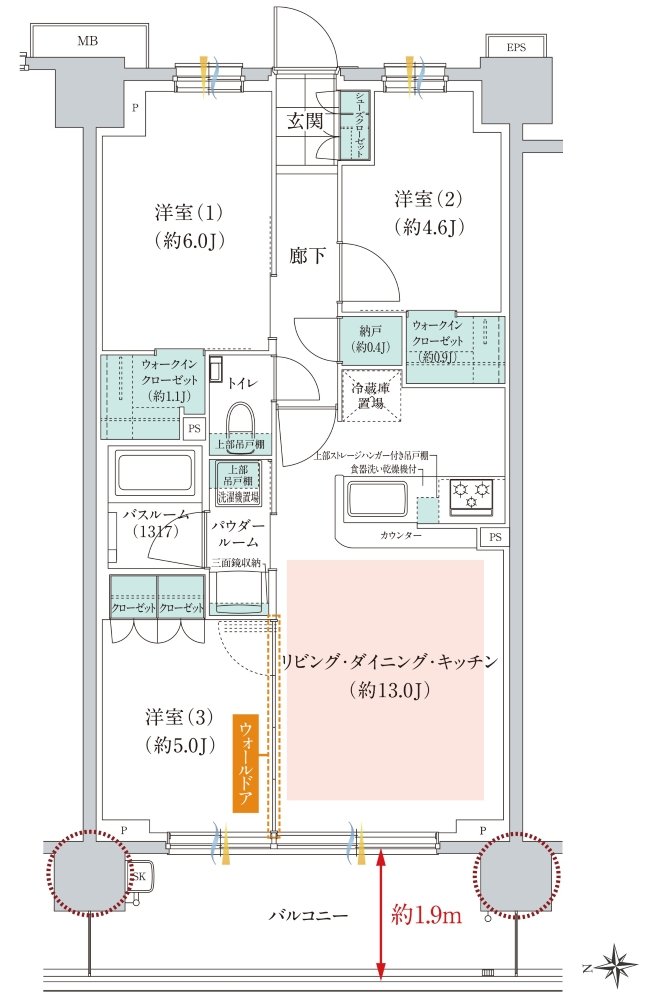 ガーラ・レジデンス桜ヶ丘 間取り B1 type