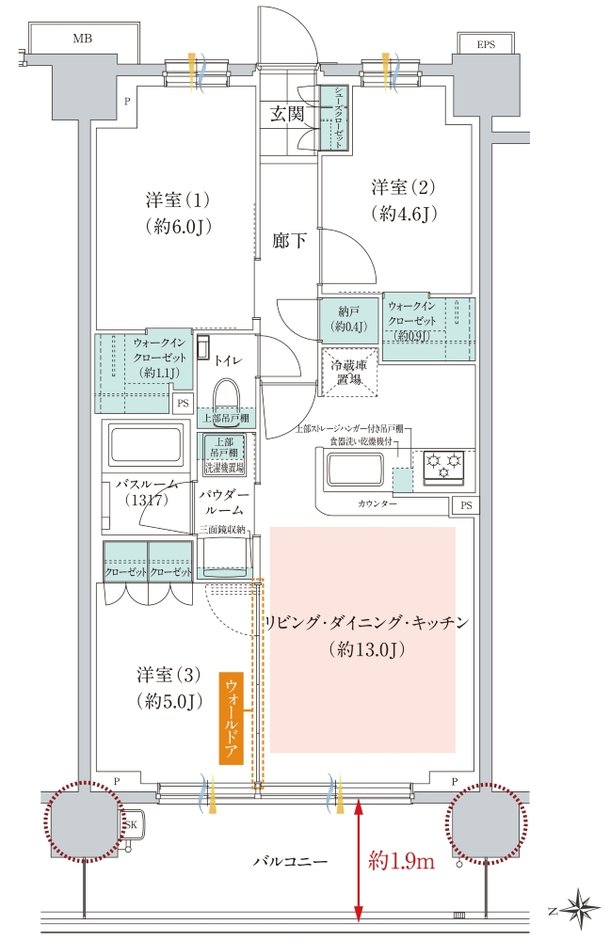 ガーラ・レジデンス桜ヶ丘 間取り B1 type