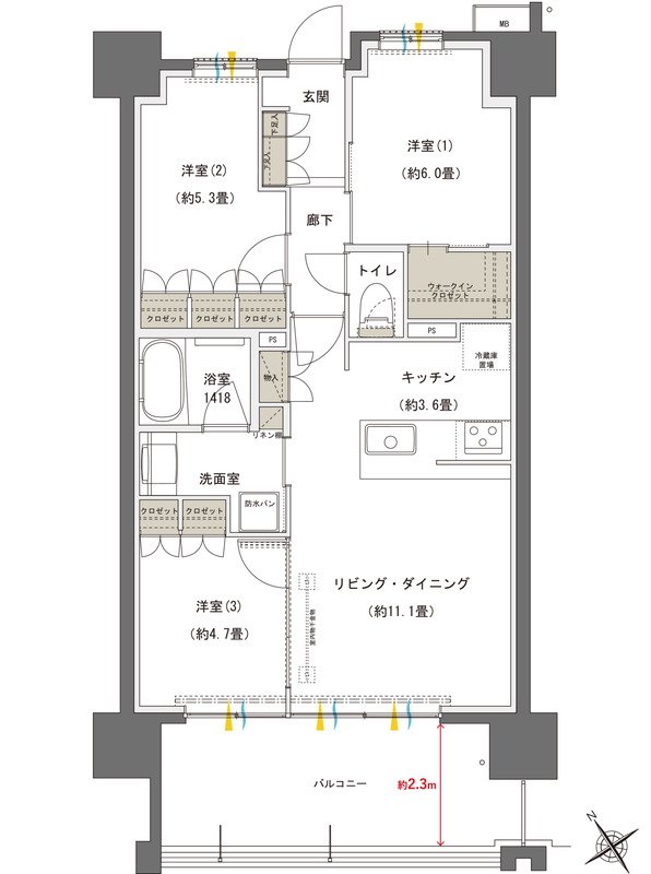 ブランシエラ国分中央 間取り B type