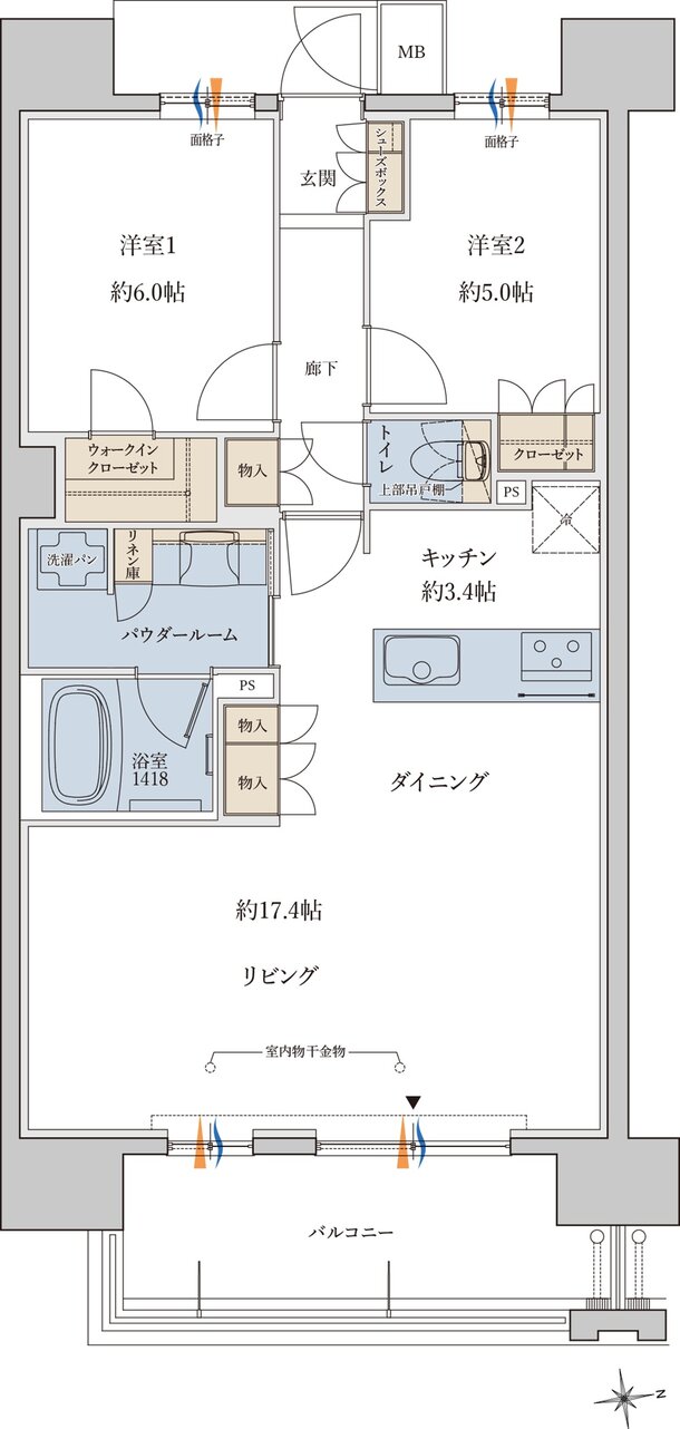 MJR鹿児島中央駅前ザ・レジデンス 間取り Q type ［メニュープラン］
