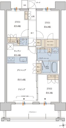 MJR鹿児島中央駅前ザ・レジデンス 間取り B type